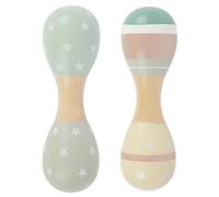 Bieco | Hochets Bébé en bois Étoiles | Lot de 2 | 19 cm | Maracas Bébé | Hochet 1-3 mois