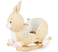Bieco Hopsi - Animal à bascule en peluche - 60 cm - Chaise à bascule pour enfant avec ceinture de sécurité - Balançoire pour bébé - Balançoire pour bébé à partir de 9 mois - Cheval à bascule en bois