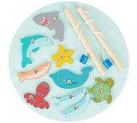 Bieco Jeu de pêche aimanté - Jouet en bois pour enfants à partir de 2 ans - Diamètre 24 cm - Pêche magnétique bois