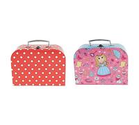 BIECO Kinderkoffer Rot mit weißen Punkten, Koffer aus Pappe, 25 cm, Metallgriff & Petite Valise Enfant Princesse | 18 x 25 cm | Bagages Enfant | Valise Enfant Fille | Valise Enfant Garcon