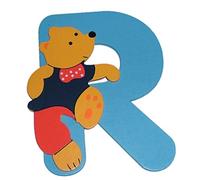 Bieco - Lettre R en bois bleu en forme d'ours.