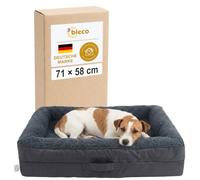 BIECO Lit orthopédique pour Chien - Canapé Ergonomique avec Matelas 9 cm, Housse Lavable, imperméable et antidérapant, Anthracite - Sherpa, Taille S 71x58 cm pour Petits