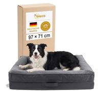 BIECO Lit orthopédique pour Chien - Canapé Ergonomique avec Matelas 9 cm, Housse Lavable, imperméable et antidérapant, Anthracite - Velours, Taille L 97x71 cm pour Chiens de Taille Moyenne