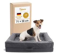 BIECO Lit Orthopédique pour Chien - Sofa Ergonomique avec Matelas 9 cm, Housse Lavable, Imperméable & Antidérapant, Anthracite - Velours, Taille S 71x58 cm pour Petits Chiens