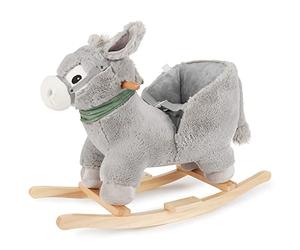 Bieco - Luca Fauteuil à bascule en peluche, armature en bois, ceinture de sécurité et dossier, 9 m+, gris - 74000421 - version allemande