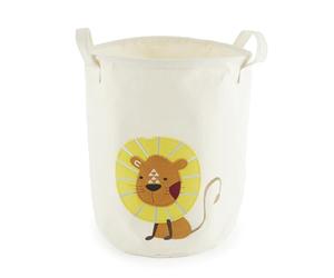 Bieco Panier à linge bébé lion | Grand panier de rangement pour enfant en coton et imperméable | Rangement pour chambre d'enfant | Panier à linge pour chambre d'enfant fille