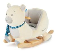 BIECO Peluche Animal à Bascule Lars l'Ours Polaire - Cheval à Bascule Pour Bébé 1 an en Bois Grand à Monter