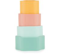 Bieco Silicone Stacking Tower Flower jouet d’activité 12 m+ Tropical Vibes 4 pcs