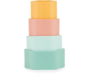 Bieco Silicone Stacking Tower Flower jouet d’activité 12 m+ Tropical Vibes 4 pcs