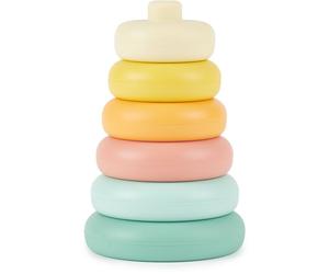 Bieco Silicone Stacking Tower Tropical Vibes anneaux à empiler 12 m+ 6 pcs