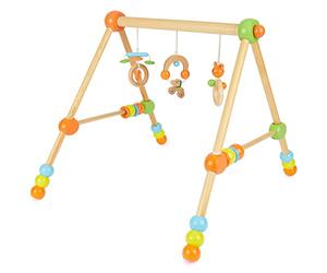 BIECO Trapèze de Jeu | Arche de Jeu pour bébés - Figurines, hochets, balles - Réglable en Hauteur | Arche de Jeu en Bois pour bébé | Jouer au Bois de trapèze