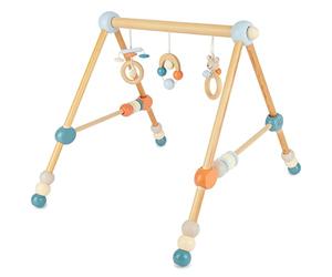 Bieco Trapèze de Jeu en Bois Arche Bébé avec Figurines & Boules - Centre d’Activités Baby Gym