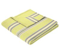 Biederlack Sunny Days Plaid réversible Bleu Clair 150 x 200 cm, Coton mélangé, Jaune Citron, 50x38x13 cm