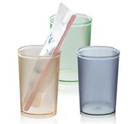 BieFuSin 3 Pièces Gobelets de Salle de Bain,Gobelet Brosse à Dent Tasse de Lavage des Dents Plastique Tasse de Rince,Lot de 3 Verres à Boire Réutilisables