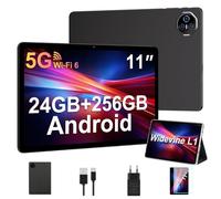 Biegedy Tablet 11 Zoll Android 14 Octa-Core, 2025 Newest Tablet PC 24 GB RAM + 256 GB ROM (TF 1TB) | WideVine L1丨WLAN 6丨8000mAh丨5+13MP丨Bluetooth5.0丨1280 * 800丨Metallabdeckung Schwarz