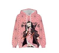 BIEGMAI Nezuko Sweat à capuche Kanroji Mitsuri Kochou Shinobu Anime Pull à capuche unisexe décontracté Sport Pull à manches longues Cadeau manga pour adultes et adolescents (type 2, S)