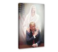 biegzc Poster sur toile avec le président Donald Trump avec Jésus qui prie le dieu sauvage, décoration de chambre à coucher, bureau, cadeau (30 x 45 cm)