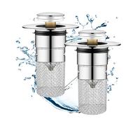Bieiyhe 2 Pièces Bouchon de CréPine avec Filtre à Cheveux,Bonde Evier Salle De Bain,Bouchon Lavabo, Bonde de Lavabo Universelle,Filtre pour Lavabo avec Système de Pop Up,Bonde de Baignoire Inoxydable
