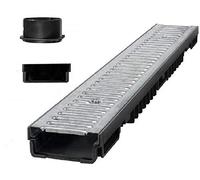 Bielbet Caniveau de drainage H = 55 mm - 3 m - Avec 2 embouts et raccord DN110 - Pour gouttière plate