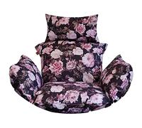 Bielik Coussin pour Fauteuil Suspendu, Coussin de Jardin, Coussin pour balançoire Suspendue, Coussin de siège pour Panier Suspendu, Feuilles Vertes (Noir + Roses)