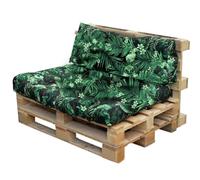 Bielik Coussins de Palette 120 x 80 Set de 2 pièces pour Meubles en Palette| Coussins de Palette Euro imperméables Made in EU | canapé en Palette matelassé Complet (Noir + Vert Feuilles)