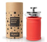 BIELIMARTI Cafetière à presse française, 350 ml, verre Borosilicate, housse en silicone thermique, french press, cafetière à piston (rouge)