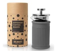 BIELIMARTI Cafetière à presse française, 350 ml, verre Borosilicate, housse en silicone thermique, french press, cafetière à piston (gris)