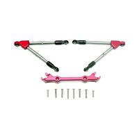Bielle RC pour Traxxas pour Rustler 4x4 pour VXL Aluminium Biellettes Direction Avant avec Stabilisateur Amélioration Pièces Accessoires Modification(Red)