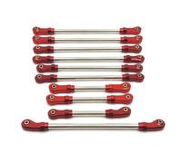 Bielle RC pour WLtoys 104006 104010 104020 104026 1/10 Amélioration en Métal Biellette Direction Complète Accessoires Et Pièces pour Télécommande(Red)