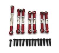 Bielle RC pour WLtoys 104072 1/10 Kit 7 Pièces Métal Améliorations Ensemble Complet Biellettes Traction Voiture Accessoires Modification Voitures Télécommandées RC Drift(Red)