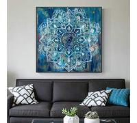 BIEMBI Peinture sur toile abstraite de fleur de Mandala, affiches et impressions modernes colorées, tableau d'art mural pour salon, décor Cuadros 65x65cm sans cadre