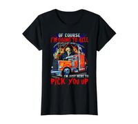 Bien sûr, Je Vais en Enfer, Je suis Juste là pour Venir Vous Chercher T-Shirt Graphique avec Valeur, Femme, Noir, XL