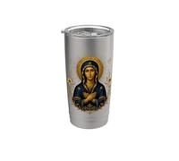Bienheureuse Vierge Marie Style Byzantin Icône Art Sacré Catholique Gobelet isotherme en acier inoxydable double paroi