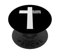 Bienheureux par Dieu et Jésus Croix Religieuse PopSockets PopGrip Adhésif