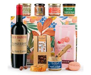 BienManger.com - Panier garni "Délices des Terroirs" - Composé de 7 produits dont 1 vin rouge - Assortiment de spécialités gastronomiques - Idéal à offrir