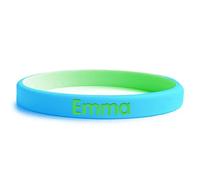 BIENMARQUER Bracelet Identification Bicolore pour Enfants - Bracelet SOS Personnalisable avec Prénom+Numéro de Téléphone - Bracelet de Sécurité pour éviter que votre enfant ne se perde. (Bleu - Vert)