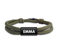 BIENMARQUER - Bracelet personnalisé pour adultes et enfants - Bracelet SOS fabriqué à partir d’un cordon résistant, disponible en plusieurs coloris. Ajoutez jusqu'à deux lignes de texte. (Army Green)