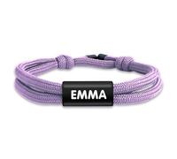 BIENMARQUER - Bracelet personnalisé pour adultes et enfants - Bracelet SOS fabriqué à partir d’un cordon résistant, disponible en plusieurs coloris. Ajoutez jusqu'à deux lignes de texte. (Lavande)