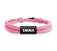 BIENMARQUER - Bracelet personnalisé pour adultes et enfants - Bracelet SOS fabriqué à partir d’un cordon résistant, disponible en plusieurs coloris. Ajoutez jusqu'à deux lignes de texte. (Light Pink)