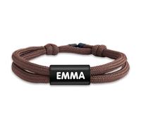 BIENMARQUER - Bracelet personnalisé pour adultes et enfants - Bracelet SOS fabriqué à partir d’un cordon résistant, disponible en plusieurs coloris. Ajoutez jusqu'à deux lignes de texte. (Brown)
