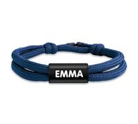 BIENMARQUER - Bracelet personnalisé pour adultes et enfants - Bracelet SOS fabriqué à partir d’un cordon résistant, disponible en plusieurs coloris. Ajoutez jusqu'à deux lignes de texte. (Navy Blue)