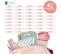 Bienmarquer - Mini Autocollants Objets Tendance à personnaliser avec le prénom. Parfait pour identifier de petits objets. Résistent au micro-ondes et au lave-vaisselle. (Arc-en-ciel rose, 42)