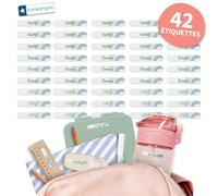 Bienmarquer - Mini Autocollants Objets Tendance à personnaliser avec le prénom. Parfait pour identifier de petits objets. Résistent au micro-ondes et au lave-vaisselle. (Arc-en-ciel bleu, 42)