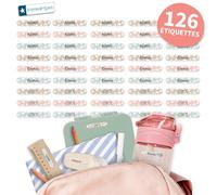 Bienmarquer - Mini Autocollants Objets Tendance à personnaliser avec le prénom. Parfait pour identifier de petits objets. Résistent au micro-ondes et au lave-vaisselle. (Petites fleurs, 126)