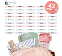 Bienmarquer - Mini Autocollants Objets Tendance à personnaliser avec le prénom. Parfait pour identifier de petits objets. Résistent au micro-ondes et au lave-vaisselle. (Coup de pinceau pastel, 42)