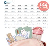 Bienmarquer - Mini Étiquettes Adhésives Personnalisables Blanc - Autocollantes pour Marquer les Crayons, Stylos. Convient pour l'Ecole -Résistent au Lave-vaisselle et Micro-ondes (Bleu foncé, 144)