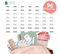 Bienmarquer - Mini Étiquettes Adhésives Personnalisables Blanc - Autocollantes pour Marquer les Crayons, Stylos. Convient pour l'Ecole -Résistent au Lave-vaisselle et Micro-ondes (Noir, 96)