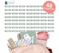 Bienmarquer - Mini Étiquettes Adhésives Personnalisables Coloré - Autocollantes pour Marquer les Crayons, Stylos. Convient pour l'Ecole -Résistent au Lave-vaisselle et Micro-ondes (Vert sauge, 48)