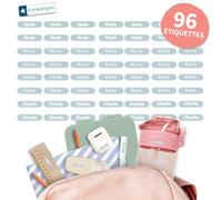 Bienmarquer - Mini Étiquettes Adhésives Personnalisables Coloré - Autocollantes pour Marquer les Crayons, Stylos. Convient pour l'Ecole -Résistent au Lave-vaisselle et Micro-ondes (Bleu clair, 96)