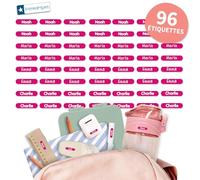 Bienmarquer - Mini Étiquettes Adhésives Personnalisables Coloré - Autocollantes pour Marquer les Crayons, Stylos. Convient pour l'Ecole -Résistent au Lave-vaisselle et Micro-ondes (Fuchsia, 96)